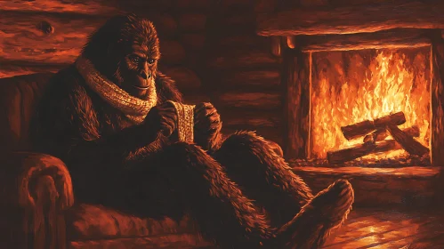 Cozy Bigfoot Knitting Illustration