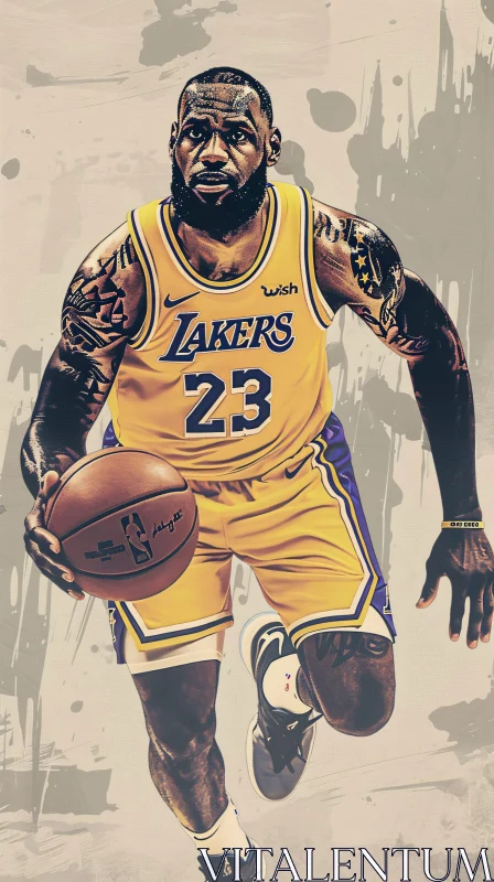 LeBron James Basketball Portrait AI Image