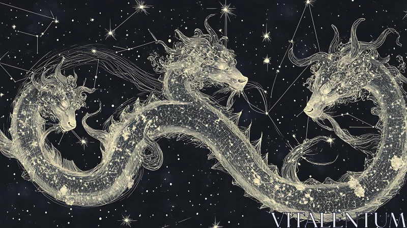 AI ART Intertwined Star Dragons