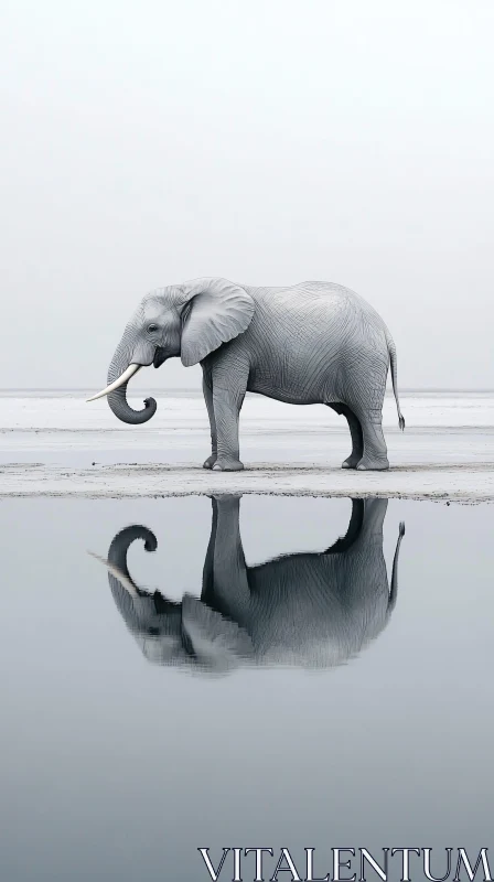 Serene Elephant in Monochrome AI Image