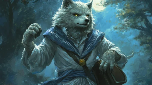 Moonlit Sailor Werewolf Fantasy Illustration