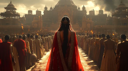 Woman in Red at Royal Ceremony