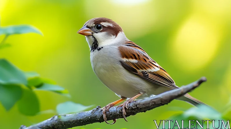 Bird Portrait on a Branch AI Image