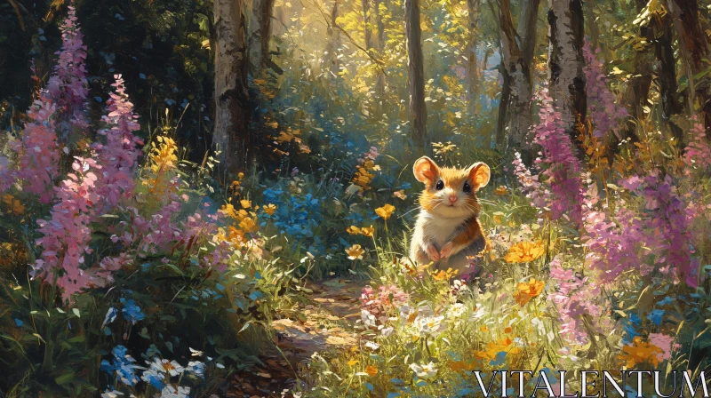 AI ART Mouse Among Wildflowers