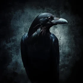 Dark Raven in Shadowy Ambiance