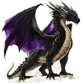 Fantasy Art Black Dragon Purple Wings