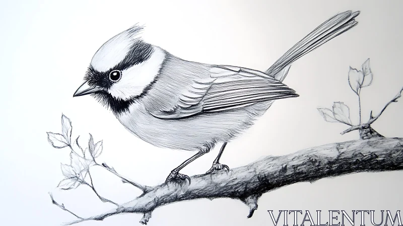 Monochrome Bird Sketch AI Image