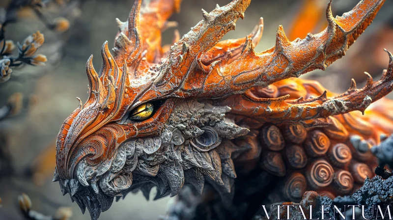 AI ART Detailed Dragon Head with Yellow Eye