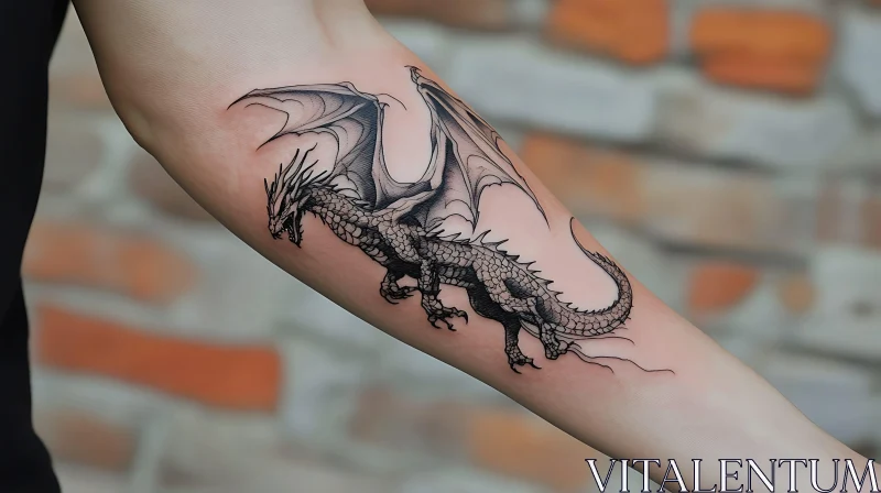 AI ART Monochrome Dragon Tattoo Design