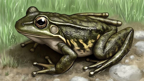 Detailed Frog Illustration in Grass