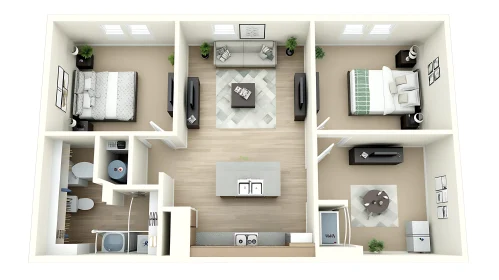Modern Apartment Layout with Two Bedrooms