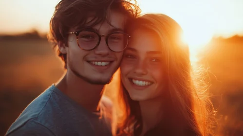 Young Couple Smiling in Golden Light