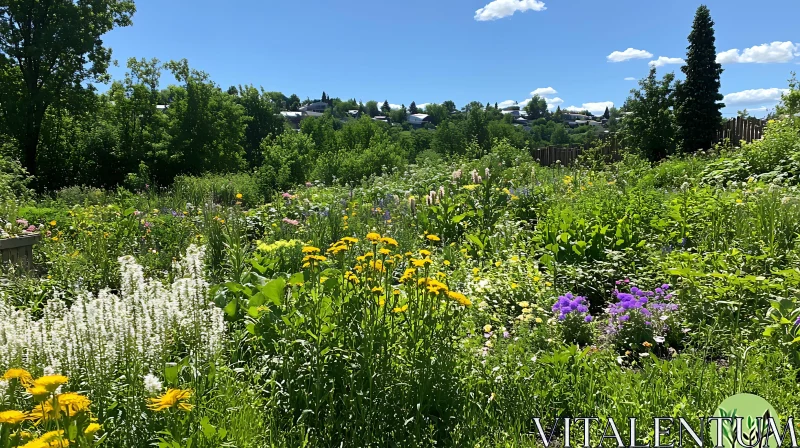 Lush Wildflower Field with Colorful Blooms AI Image