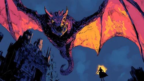 Fantasy Battle: Dragon versus Warrior