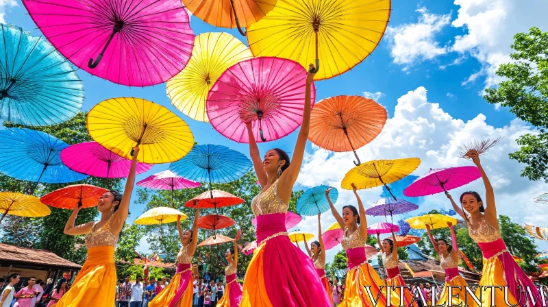 AI ART Vibrant Umbrellas: A Cultural Dance