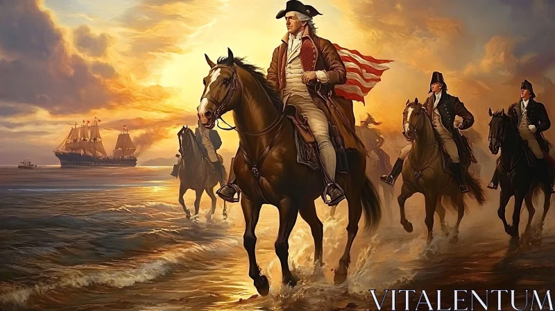 AI ART American Patriots Riding at Sunset