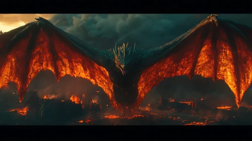 Fiery Dragon's Reign Over Ash and Embers