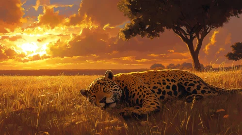 Leopard Resting in the Golden Light