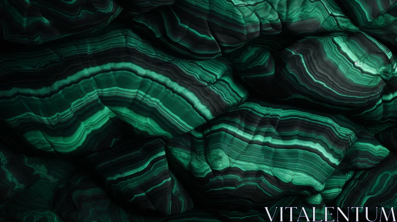Green Stones in Futuristic Style with Chromatic Waves AI Image