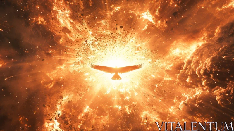 Phoenix Rising from the Ashes - Symbolic Artwork of Hope and Renewal AI Image