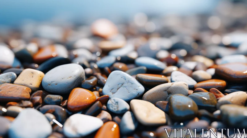 Soothing Seaside Vistas: A Photorealistic Depiction of Rocks on Beach AI Image
