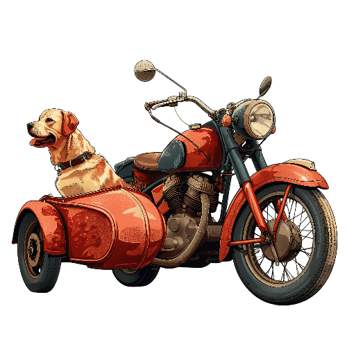 Vintage Motorcycle and Golden Retriever Digital Art