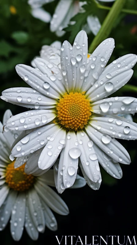 White Daisies with Water Drops - An Award-Winning Image AI Image
