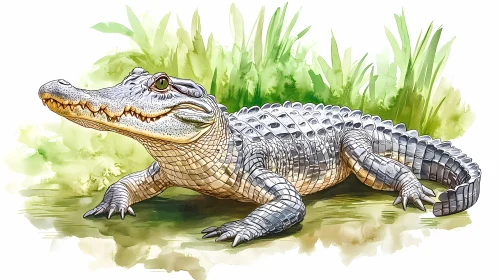 Crocodile Art in Wild Habitat
