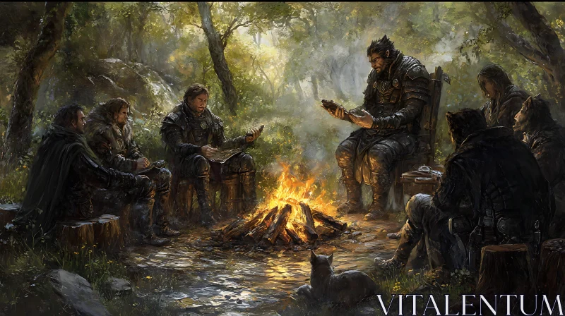 AI ART Campfire Conversation in the Woods