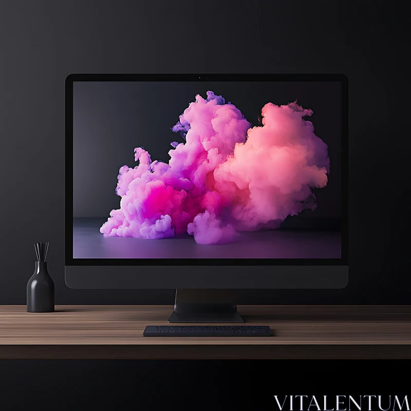 Artistic Smoke Display on Black Monitor AI Image