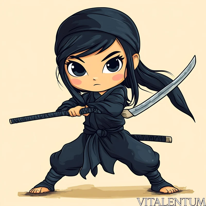 AI ART Cute Ninja Cartoon Character