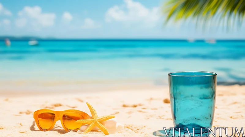 Tropical Beach Relaxation Scene AI Image