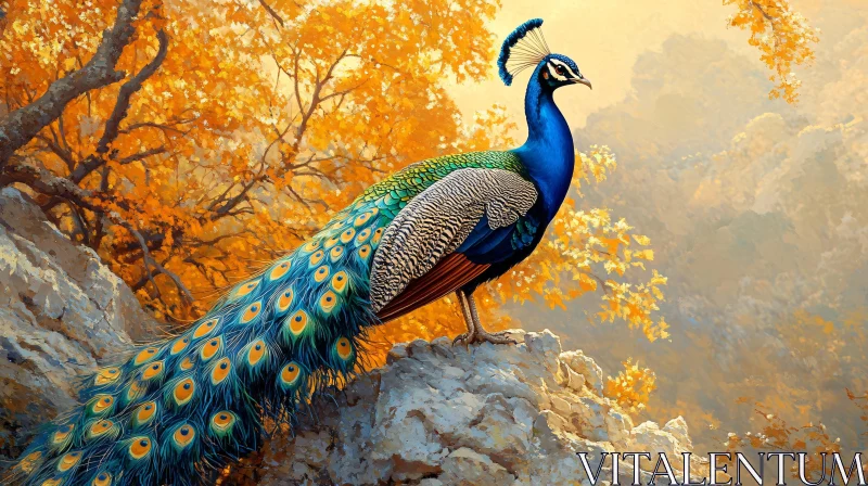 Autumnal Peacock Portrait AI Image