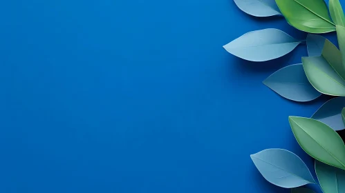 Blue and Green Leaf Composition