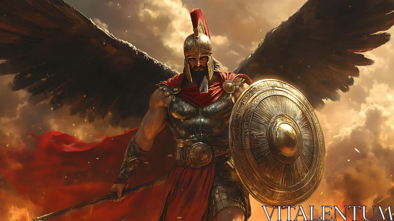 AI ART Epic Warrior with Wings Digital Art