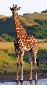 Giraffe in African Landscape