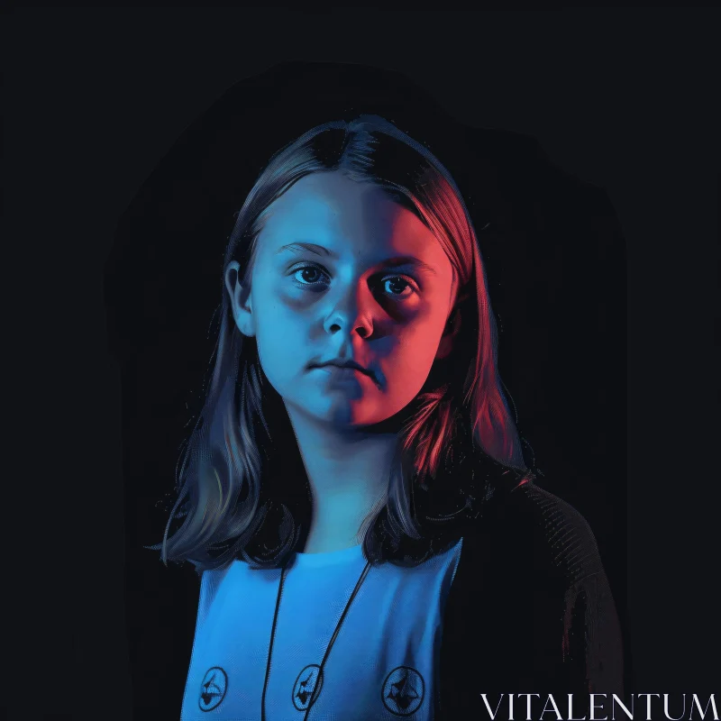 AI ART Greta Thunberg in Contrasting Light