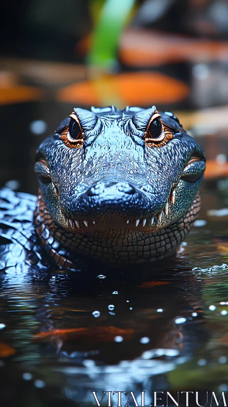 Alligator in Natural Habitat AI Image