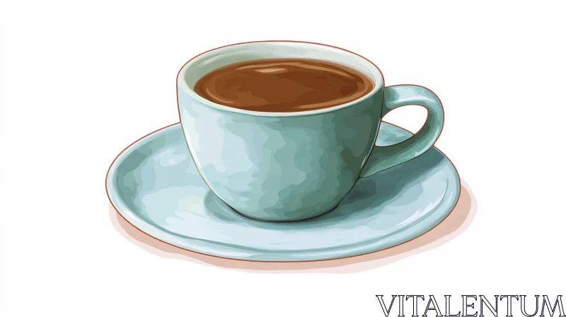 Coffee Cup on Saucer Illustration AI Image