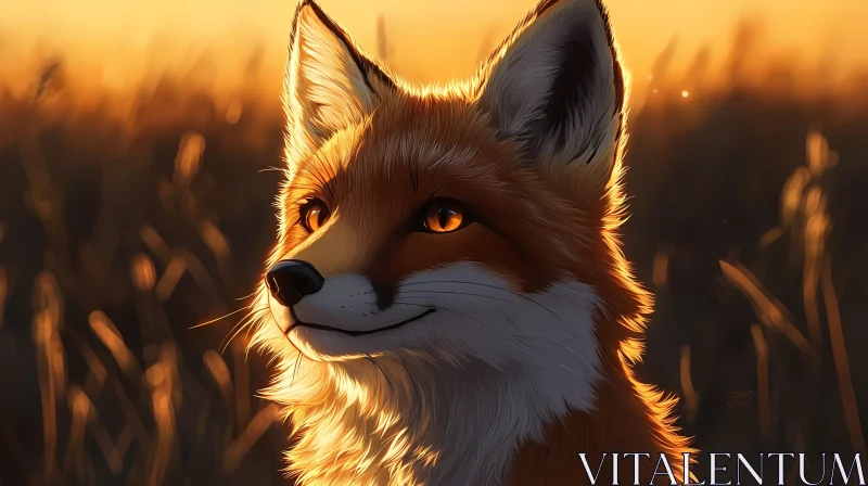 Tranquil Fox in Sunset Glow AI Image