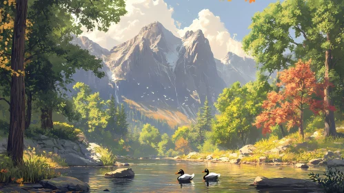 Serene Forest and Mountain Landscape