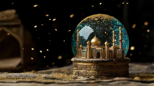 Miniature Mosque in Snow Globe