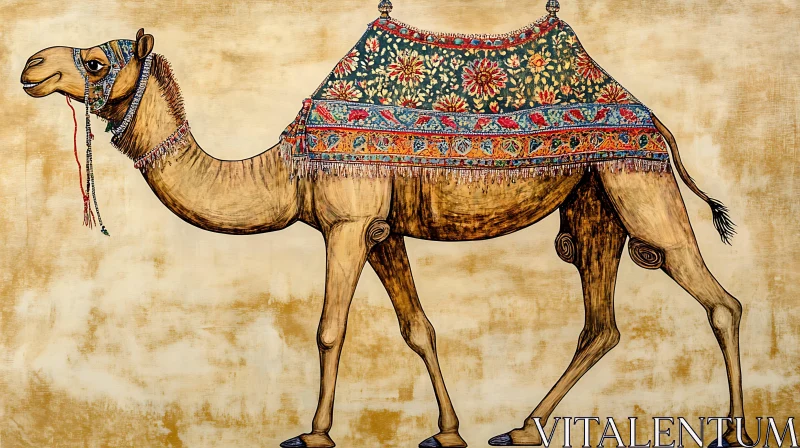 AI ART Camel Portrait with Decorative Blanket