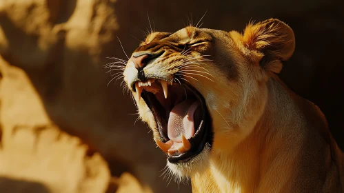 Lioness Yawn Close-Up