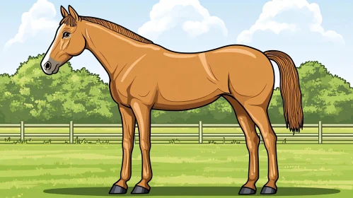 Animated Horse in Nature Scene