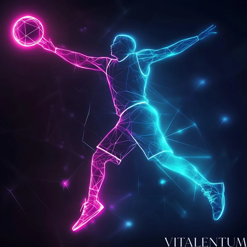 Abstract Athlete in Neon AI Image