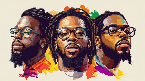 Three Men with Dreadlocks and Eyeglasses