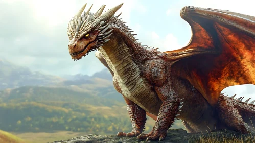 Fantasy Dragon Perched High Above