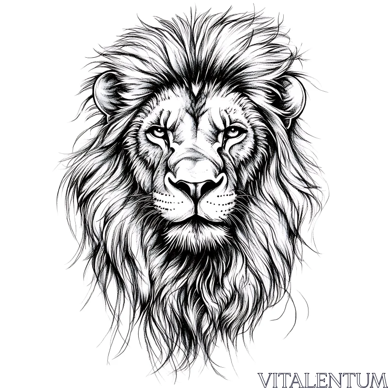 AI ART Monochrome Lion