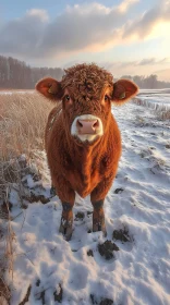 Serene Winter Cow